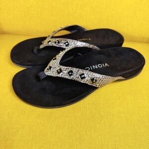 VIONIC Women's Rest Floriana Grey Snake Orthotic Flip Flop Thong Sandals Size 8